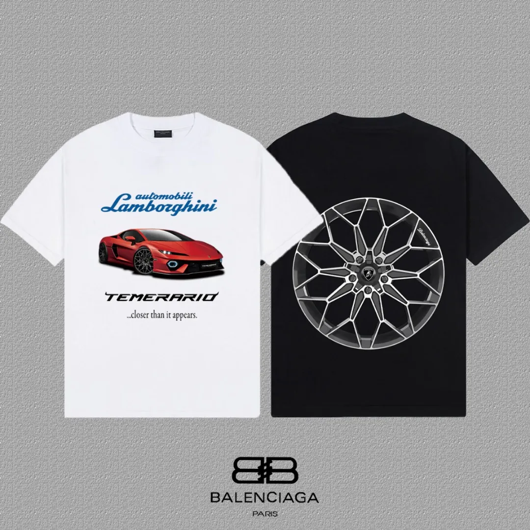 P80✨🔥 BALENCIAGA Paris lettering printed short-sleeved T-shirt. Custom-woven and dyed 300 grams of combed cotton heavyweight fabric. Zero color difference in threads. Perfect details. Different from the current currency version. Welcome to compare. Same Style for men and women. Must-sell in the picture above. Color: White Black Size: 1 2 3 4